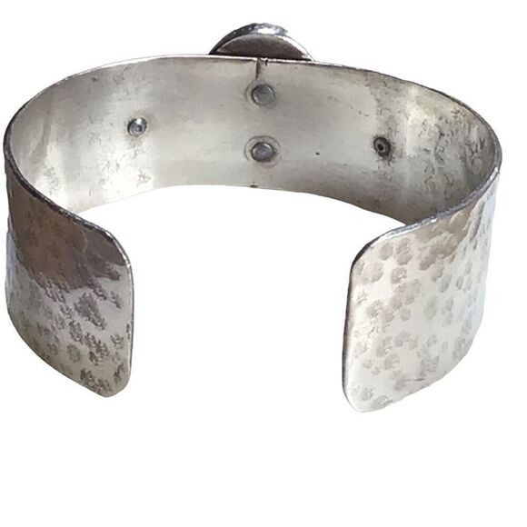 Bracelet, Snowflake Obsidian and Sterling Silver Cuff Bracelet, NEW, Handmade, A - Picture 4 of 8